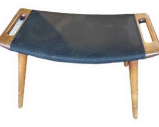 Small Wood And Black Upholstery Bench