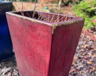 Red Ombre Tall Pottery Planter
