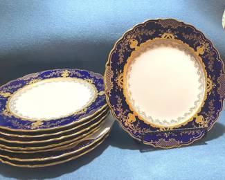 8 Stunning Echt Weimar Kobalt Gold And Cobalt porcelain plates