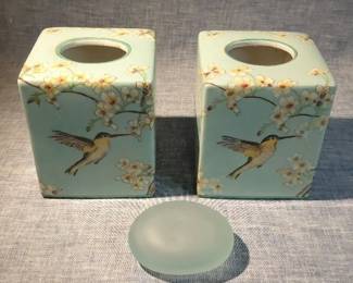 Lovely Hand painted Ceramic Hummingbird Tissue Covers