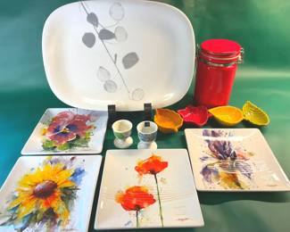 Floral And Foliage Serving Dishes