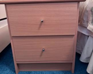 Set Of 2 Wood Laminate Nightstands w Glass Top