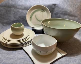 Minty Green And White Handmade Pottery And Rosenthal
