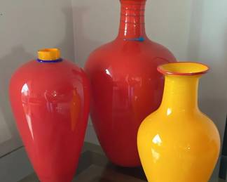 Handblown Glass Vase Trio