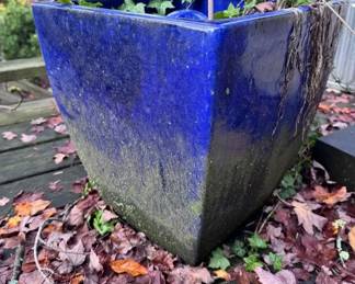 Blue Square Pottery Flower Pot