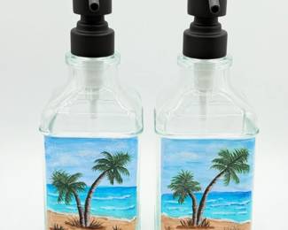 104 JudysHandPaintedPalmTreesSoapDispensersArlingtonArtist