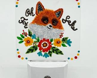 120 JudysHandPaintedFoxNightLightArlingtonArtist