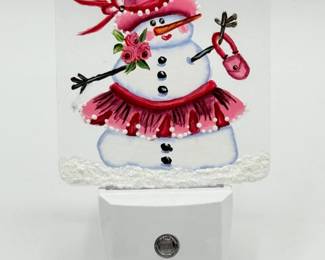 73 JudysHandPaintedSnowmanNightLightArlingtonArtist