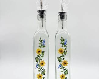 43 JudysHandPaintedSunflowerOilVinegarBottlesArlingtonArtist