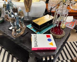 Sculptures, furniture and coffee table books 