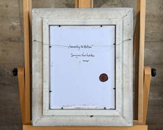 “Geometry of Motion”, an original oil on canvas by listed artist, Sergeui Novitchkov. Measures in the frame, 20” H x 17” W. Signed lower right and again with title on the verso. Accompanied with a certificate of authenticity from the artist. Novitchkov (1969-) was born in Moscow, Russia and graduated from the St. Petersburg Academy of Arts with a degree in “Painting and Composition” under the guidance of Professor Alexey Nikolaevich Sukhovetsky, a people’s artist of the Russian Federation. Serguei’s paintings are primarily dedicated to landscape art, often characterized by romantic, lyrical, and abstract themes, as well as genre painting. For many years, he has actively participated in both online and in-person exhibitions. Since 2000, he has lived and worked in Los Angeles, California.
