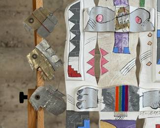 “Triplex”, an original mixed media work of art by listed artist, Norman Laliberté. This piece measures, 31” H X 24” W. Signed and titled on the verso with number, 764. Artist Norman Laliberte was born in 1925 of French-Canadian parents in Worcester, Massachusetts. He was trained in Canada at the Montreal Museum of Fine Arts and late studied at the Institute of Design at Illinois Institute of Technology in Chicago where he earned a B.S. and M.S in Art Education. Following a Fellowship from Cranbrook Academy of Arts, he studied printmaking at the Guilde Graphique in Montreal and at the Atelier Mourlot in Paris. His academic appointments include the Kansas City Art Institute, Notre Dame, St. Mary’s College, and the Rhode Island School of Design and numerous guest seminars and workshops.
