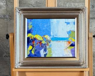 “Laguna Beach, California”, an original oil on canvas by listed artist, Sergeui Novitchkov. Measures in the frame, 17” H x 20” W. Signed lower right and again with title on the verso. Accompanied with a certificate of authenticity from the artist. Novitchkov (1969-) was born in Moscow, Russia and graduated from the St. Petersburg Academy of Arts with a degree in “Painting and Composition” under the guidance of Professor Alexey Nikolaevich Sukhovetsky, a people’s artist of the Russian Federation. Serguei’s paintings are primarily dedicated to landscape art, often characterized by romantic, lyrical, and abstract themes, as well as genre painting. For many years, he has actively participated in both online and in-person exhibitions. Since 2000, he has lived and worked in Los Angeles, California.
