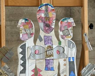 “Triplex”, an original mixed media work of art by listed artist, Norman Laliberté. This piece measures, 31” H X 24” W. Signed and titled on the verso with number, 764. Artist Norman Laliberte was born in 1925 of French-Canadian parents in Worcester, Massachusetts. He was trained in Canada at the Montreal Museum of Fine Arts and late studied at the Institute of Design at Illinois Institute of Technology in Chicago where he earned a B.S. and M.S in Art Education. Following a Fellowship from Cranbrook Academy of Arts, he studied printmaking at the Guilde Graphique in Montreal and at the Atelier Mourlot in Paris. His academic appointments include the Kansas City Art Institute, Notre Dame, St. Mary’s College, and the Rhode Island School of Design and numerous guest seminars and workshops.
