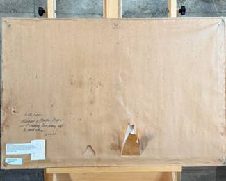 "Rhythm and Blues", an original acrylic painting on canvas by listed artist, Sheryl Dawson. Signed lower right and titled on the verso as shown in photos. This work of art measures, 23.5” H x 36” W. Dawson lives in Salem, Oregon and is a former attorney who took on art full time back in 1998. 
