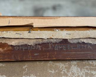 "Anuncio de Cerveza", an original oil on canvas by listed artist, Enrique Pascual Monturiol. Professionally restored recently in Portland, OR and professionally framed. This piece appears to be a rare work of art by Monturiol as it was done as a beer advertisement in Barcelona, Spain. Señor de Monturiol was known for his drawings of the life of the Spanish charbonier and the fisher folk of his native Barcelona. He studied in Paris under Anglada Camarasa. One of his portraits hangs in the Royal Palace at Munich and another at the Casa de Ciudad in Barcelona. This piece measures in frame, 45.5” H x 36” W.
