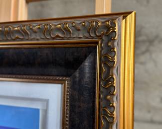 “Umbrella Man”, an over-painted serigraph by listed artist, Peter Max. Signed lower right and professionally framed by Park West Gallery. Measures in frame, 27.75” H x 25.75” W. Peter Max is a German-American artist known for using bright colors in his work. Works by Max are associated with the visual arts and culture of the 1960s, particularly psychedelic art and pop art.
