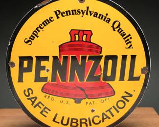 Pennzoil Porcelain Sign, c. 1930s-1940s