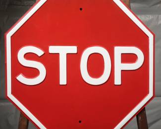 1954 Embossed Steel STOP Sign, Restored