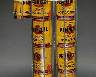 Pennzoil Motor Oil Rack with Vintage Quart Cans