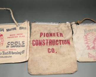 3 Vintage Canvas Evaporative Cooling Water Bags
