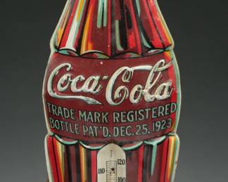 1930 Coca-Cola Tin Bottle Thermometer