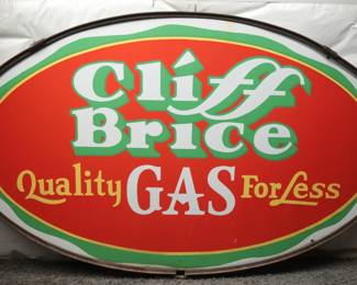 Cliff Brice Gas Double-sided Porcelain Sign