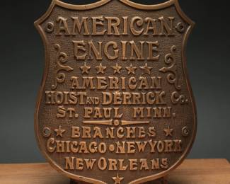 Antique American Hoist & Derrick Bronze Plate