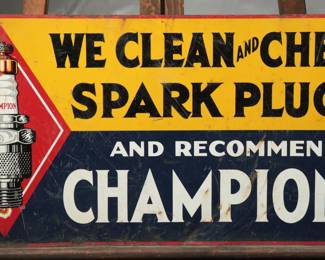 Champion Spark Plugs Tin Sign c. 1940s