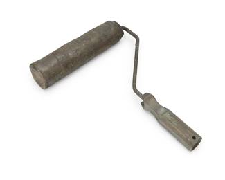 1062
Gavin Turk
(b. 1967)
"9" Roller in Bronze," 1995
Paint roller, bronze powder, glue, and paint in a wood and glass display cabinet
From the edition of 3
Roller: 2.375" H x 10.375" W x 14.375" D; Plinth: 33.25" H x 26.5" W x 17.75" D; Glass: 17.75" H
Estimate: $8,000 - $12,000