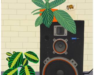 1084
Jonas Wood
(b. 1977)
"Speaker Still Life," 2019
Lithograph and screenprint in colors on Coventry Rag paper
Edition: 14/80 (there were also 20 artist's proofs)
Signed, dated, and numbered in white pencil in the lower left and right corners: JBRW 2019; Cirrus Editions and WKS Editions, Los Angeles, CA, co-publishers, with their blindstamp in the lower left corner; with the Cirrus Editions copyright ink stamp and pencil work number, 719C-JW19, verso
Image/Sheet: 39.625" H x 29.625" W
Estimate: $12,000 - $18,000