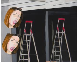 1144
Michael Kalki
(b. 1969)
Untitled, 2006
Oil on canvas
Signed and dated, verso: Kalki 2006; inscribed with the gallery's work number, in another hand, on the stretcher: MK/M 70
98.5" H x 78.5" W
Estimate: $1,500 - $2,000