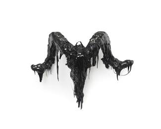 1068
Mattia Biagi
(b. 1974)
Black tar ram's head
Black tar and mixed media mounted in acrylic case
Appears unmarked
Ram's head: 16.25" H x 21.25" W x 8.25" D; Case: 36" H x 36" W x 10.5" D
Estimate: $500 - $700