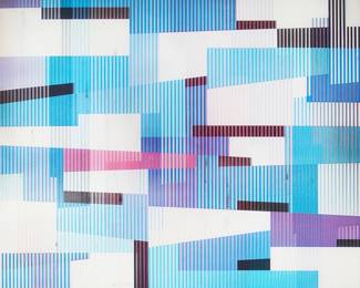 1033
Yaacov Agam
(b. 1928)
"Good Times"
Agamograph in colors on acrylic
Edition: 33/99
Signed in blue ink and numbered in black ink in the lower margin: Agam; titled on a label affixed to the frame's backing board
Image: 12.75" H x 15.5" W; Sight: 13.5" H x 15.75" W
Estimate: $800 - $1,200