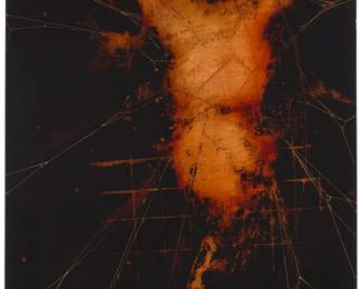 1152
Babak Emanuel
(b. 1966)
"Corporeal II: The Dance"
Ink, paraffin, oil, graphite, and collage on canvas
Signed, titled, and inscribed, all verso: Babak Emanuel / Corporeal II / The Dance / #EMACOR4260II
60.25" H x 42" W
Estimate: $1,500 - $2,000