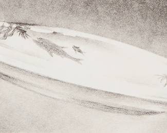 1074
Ed Ruscha
(b. 1937)
"Dish," 1973
Lithograph on wove paper
Edition: 29/250 (there were also 20 artist's proofs)
Signed, titled, dated, and numbered in pencil in the lower margin: Edward Ruscha 1973; Ed Hamilton, prntr.; Cirrus Editions, Los Angeles, CA, pub., with their blindstamp in the lower left margin corner
Image: 3.5" H x 7.875" W; Sheet: 10" H x 13.5" W
Estimate: $2,000 - $3,000