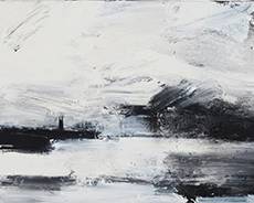 1120
John Virtue
(b. 1947)
"Landscape No. 596" (triptych), 1999
Acrylic and ink on three joined, stretched canvases
Signed, titled, and dated on the verso of each canvas: John Virtue / 1999; the verso of each canvas also inscribed with an indication of its placement in the triptych
Overall: 20" H x 90" W
Estimate: $2,500 - $3,500