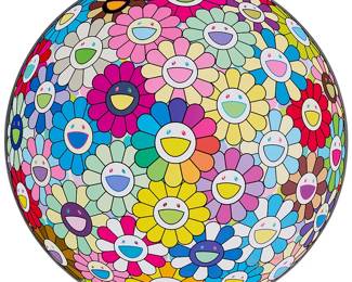 1001
Takashi Murakami
(b. 1962)
"Burying My Face in the Field of Flower," 2022
Offset lithograph in colors on paper
Edition: 201/300
Signed and numbered in silver ink, lower right: Takashi Murakami; with the printed title and dated along the lower edge, at center; Kaikai Kiki Co., Ltd., Tokyo, Japan, pub.
Image/Sheet: 28" Dia.
Estimate: $1,000 - $1,500
