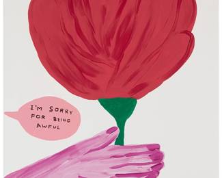 1007
David Shrigley
(b. 1968)
"I'm Sorry For Being Awful"
Acrylic on paper
Appears unsigned; titled in the image
Sheet: 29.75" H x 22" W
Estimate: $4,000 - $6,000