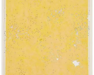 1137
Joe Goode
(b. 1937)
Untitled, from the "Environmental Impact" series, 1981
Pastel with gunshot impressions by the artist on Strathmore wove paper
Signed and dated in pencil in the lower margin, at center: Joe Goode
Sheet: 14.5" H x 11.5" W
Estimate: $1,500 - $2,500