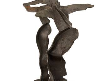 1066
Allen Jones
(b. 1937)
Untitled, back to back dancers maquette, 1986
Patinated bronze
Edition: 6/8
Possibly signed illegibly in the casting to base; incised edition to underside
16.25" H x 11.625" W x 11.375" D
Estimate: $1,000 - $1,500
