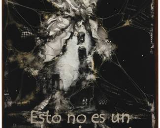 1153
Babak Emanuel
(b. 1966)
"Esto no es un molino de viento (This is Not a Windmill)," 2023
Ink, paraffin, graphite, and collage on canvas
Signed, titled in English, and dated, all verso: Babak Emanuel / This is Not a Windmill / 2023; titled in Spanish, recto
74.5" H x 62" W
Estimate: $2,000 - $3,000