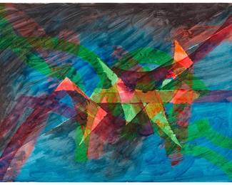 1047
Stanley William Hayter
(1901-1988)
Abstract, 1985
Watercolor and collage on paper
Appears unsigned; dated and numbered "20 / 21/5/85" in pencil, lower right
Sheet: 25.5" H x 36" W
Estimate: $2,000 - $3,000