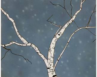 1154
James Gobel
(b. 1972)
"Branch," 2002
Acrylic and felt on panel
Signed twice, titled, and dated, all verso: James Gobel / 02
21" H x 24.5" W
Estimate: $800 - $1,200