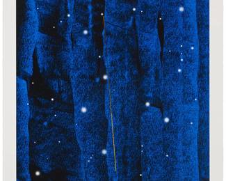 1076
Lita Albuquerque
(b. 1946)
"She Whispered in our Ear: Surrender into Diamonds!," 2021
Archival pigment print in colors on wove paper
A bon à tirer impression, aside from the edition of 50
Signed, dated, and inscribed B.A.T. in pencil in the lower margin: Lita Albuquerque 2021; Cirrus Editions Ltd., Los Angeles, pub., with their blindstamp in the lower left margin corner; with the Cirrus Editions copyright ink stamp and pencil work number, 738c-LA21, both verso
Image: 40" H x 30" W; Sheet: 44" H x 34" W
Estimate: $1,500 - $2,500