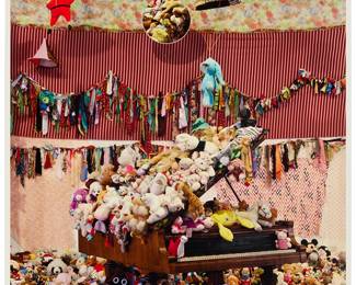 1021
Charlemagne Palestine
(b. 1947)
"356 CcornUuoOrphanosS two," 2018
Archival pigment print in colors on paper
A bon à tirer impression, aside from the edition of 20
Signed and inscribed in pencil in the lower margin, at left: C. Palestine / 1 BAT; Cirrus Editions, Los Angeles, CA, pub., with their blindstamp in the lower left margin corner; with the Cirrus Editions copyright ink stamp and pencil work number, 721c-CP18, both verso
Image: 34" H x 23.25" W; Sheet: 35.375" H x 24" W
Estimate: $1,500 - $2,500