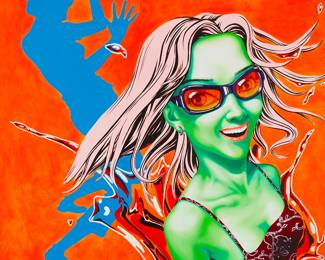 1015
Xiong Lijun
(b. 1975)
"So Happy #1," 2006
Acrylic on canvas
Signed and dated lower left: Xiong Lijun; inscribed in Chinese lower left
39.375" H x 39.375" W
Estimate: $3,000 - $5,000