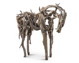 1108
Deborah Kay Butterfield
(b. 1949)
Untitled, (Large Horse), 2013
Bronze
Incised date and foundry mark to underside: © [delta] WWf [Walla Walla foundry, WA]
83" H x 99.5" W x 39.5" D
Estimate: $150,000 - $250,000