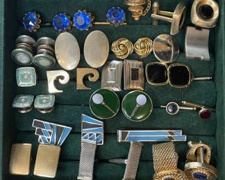 Vintage Cufflinks, tie clips some sterling silver 