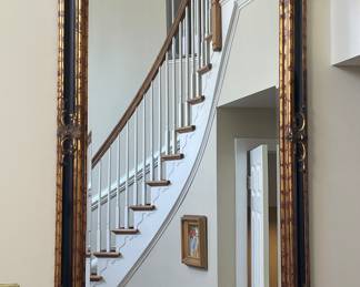 Large ornate gold black framed mirror 